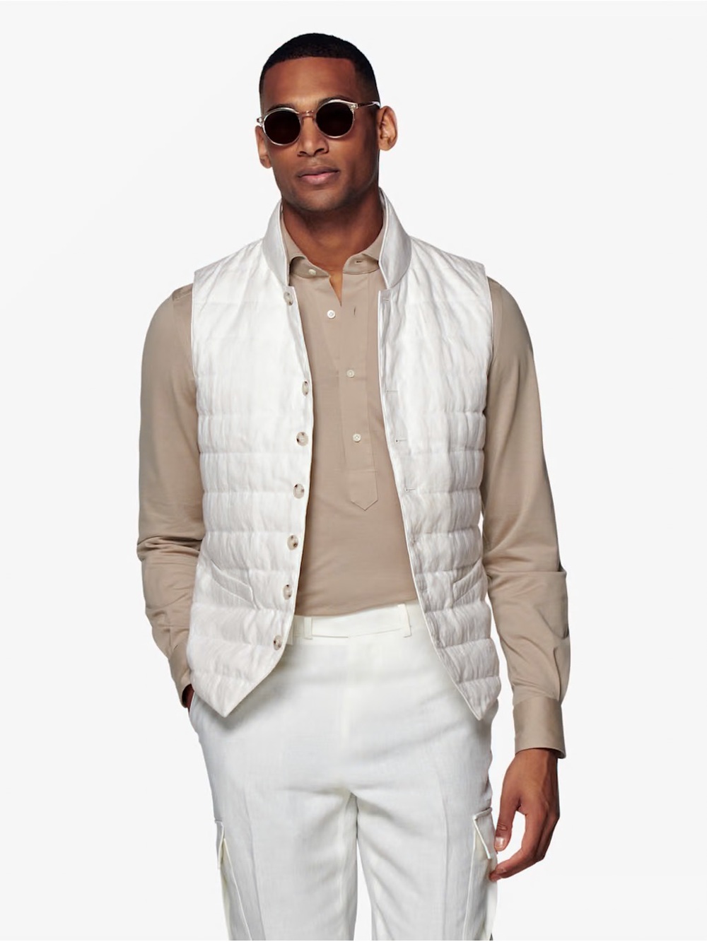 Suit Supply White Down Puffer Vest Size Large Water Proof